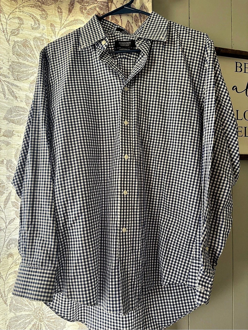 Nordstrom Men's Gingham Button Down in Blue & White Like New